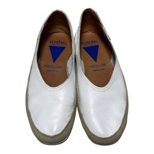 Verbenas Noelia Nucleo White Leather Ballet Flats EU 37 US 6.5 Spain